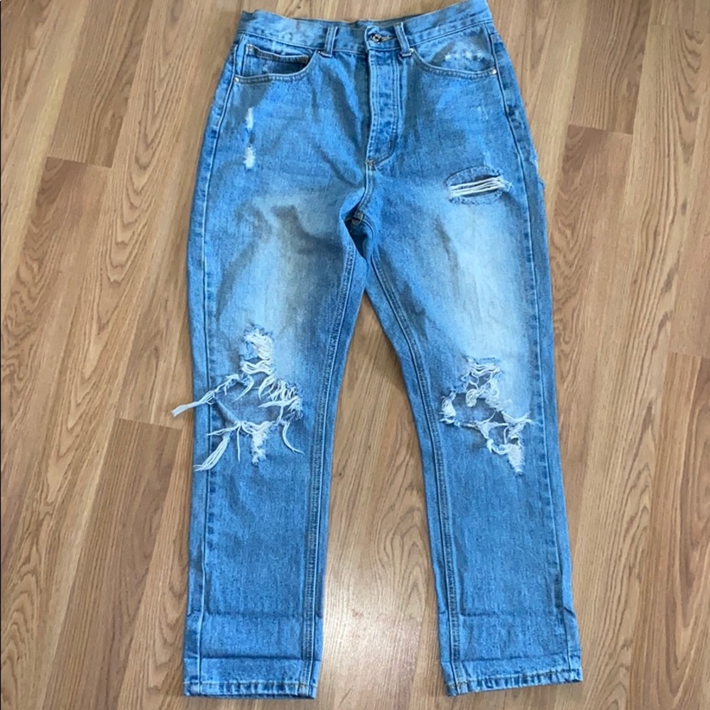 Rue21 High Rise Straight Destrssed Jeans